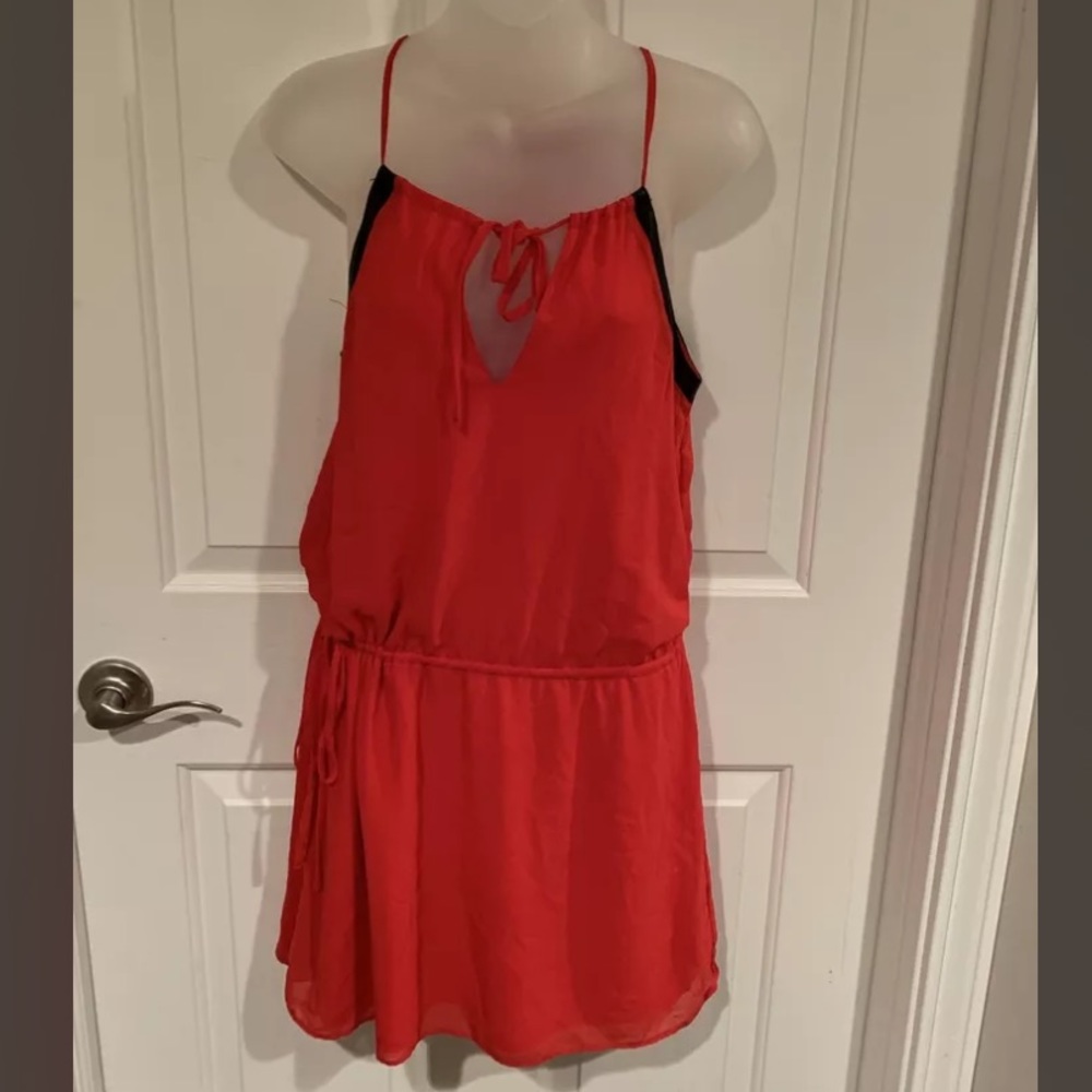 ZARA Trafaluc Sz XS Red Sleeveless Tie Waist Dress NWOT